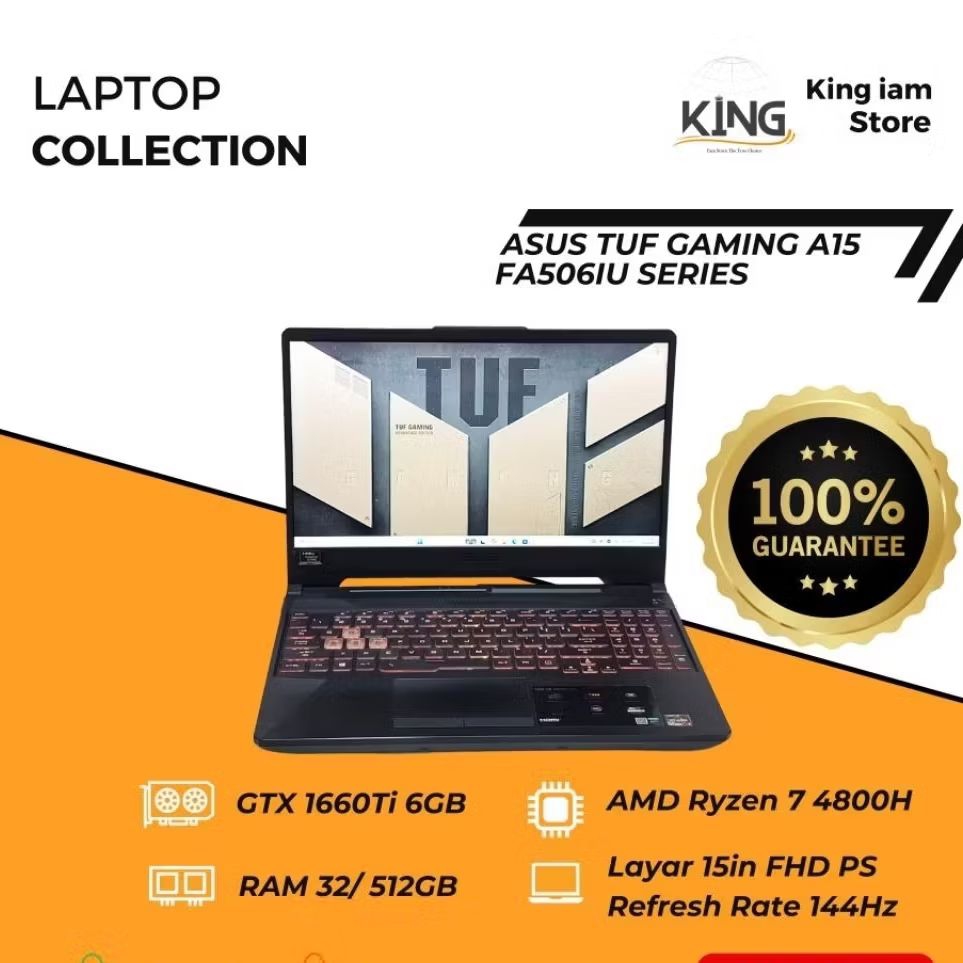 ASUS TUF A15 FA506IU | Ryzen 7 4800H | GTX 1660Ti | RAM 32GB | 144Hz | Laptop Gaming Murah
