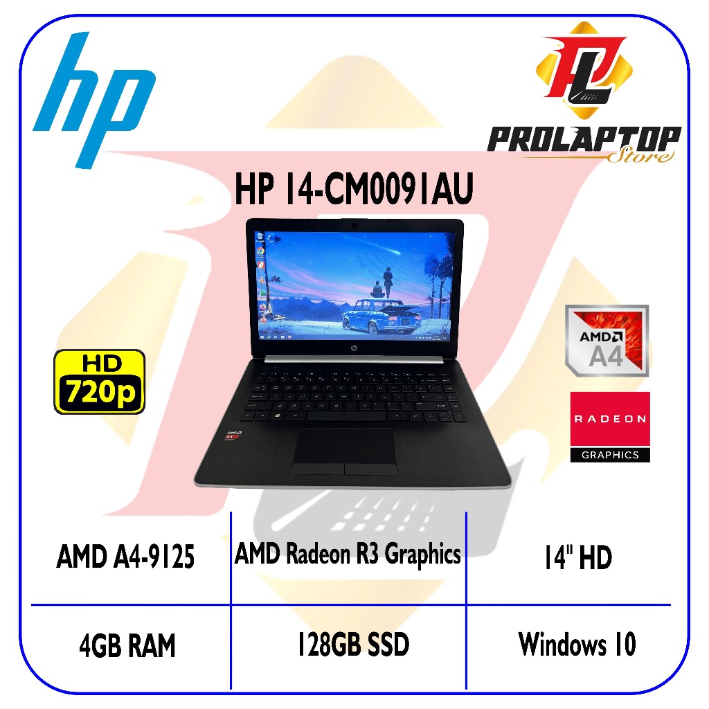 HP 14-cm0091AU AMD A4-9125 RAM 4GB SSD 128GB 14" HD