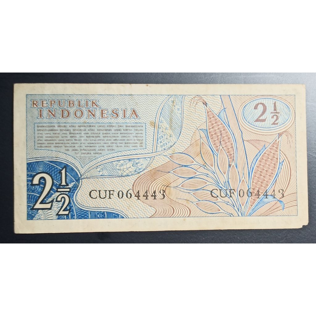uang kuno Indonesia 2½ rp tahun 1961 p2486