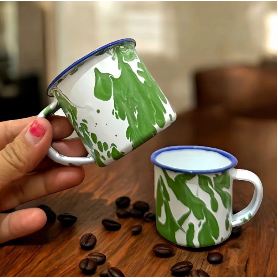 Cangkir Jadul Mug Blirik Enamel 7cm Motif Loreng Burik