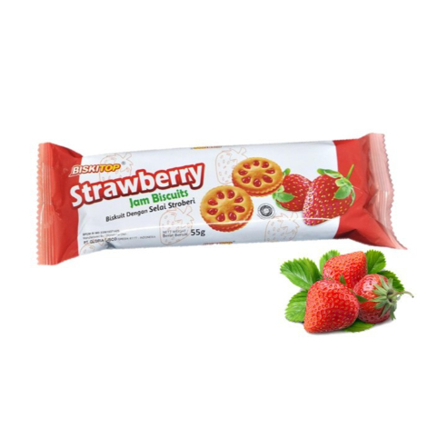Biskitop Strawberry Biscuit 250 gr / Biscuit Selai Stroberi 250gr