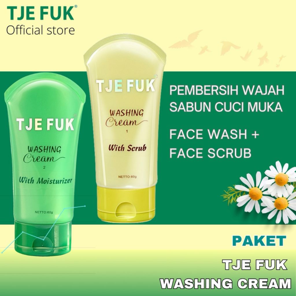 [ Paket ] TJE FUK - Face Washing Cream Tube Moisturise 60 gr  & Scrub 60gr - Paket Facial Wash + Fac