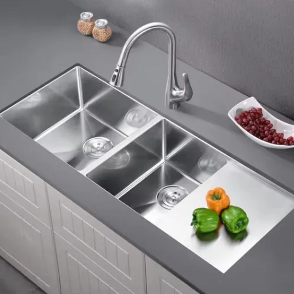 KITCHEN SINK 100X48 STAINLESS THSINK MODEL BOLZANO KOMPLIT KRAN TARIK/BAK CUCI PIRING STAINLES 2 LUB