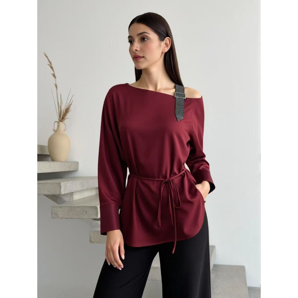 Blouse Atasan Satin Premium Import