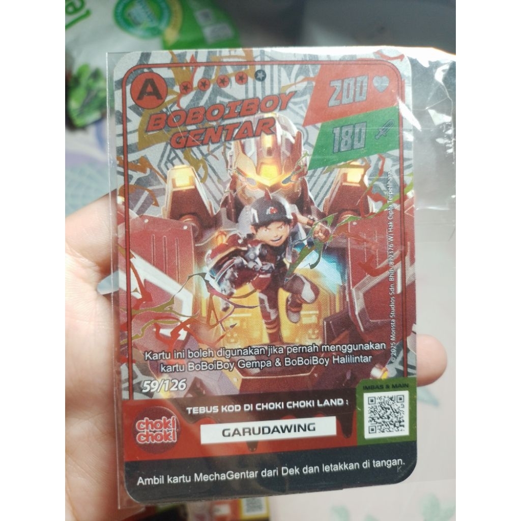 KARTU BOBOIBOY GENTAR | monsta galaxy card choki choki