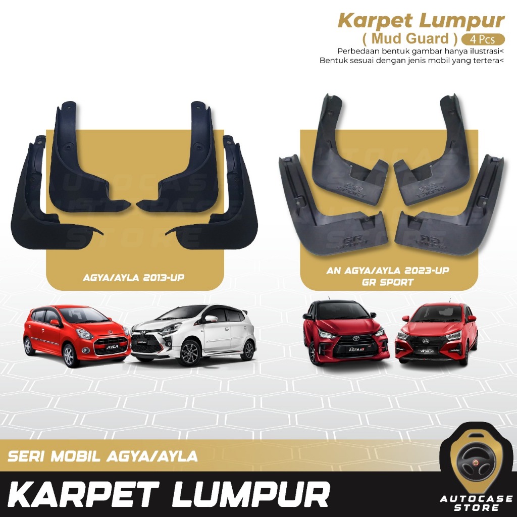 KARPET LUMPUR AGYA AYLA 2013-2022 1SET 4PCS KOMPLIT PNP AKSESORIS MOBIL