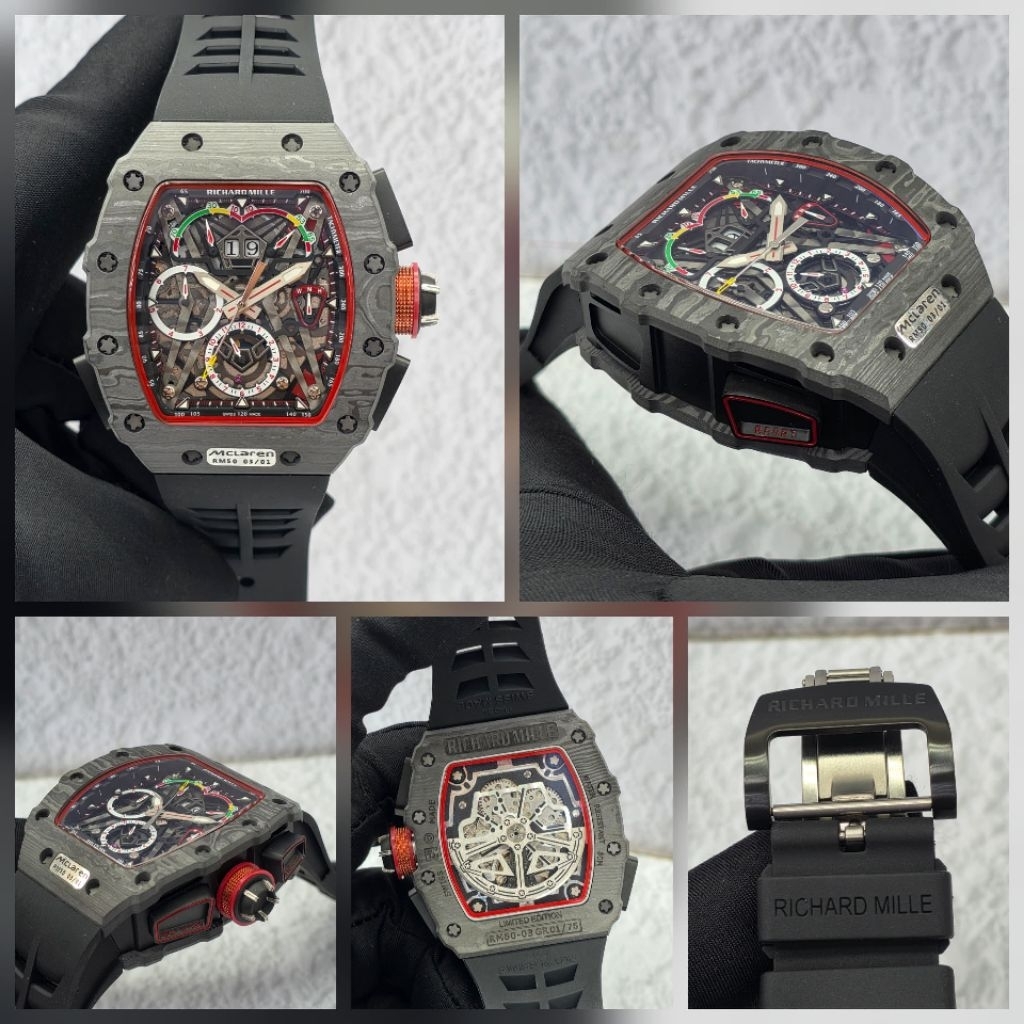 Jam mewah RM automatic 42mm McLaren 50-03 carbon swiss ETA