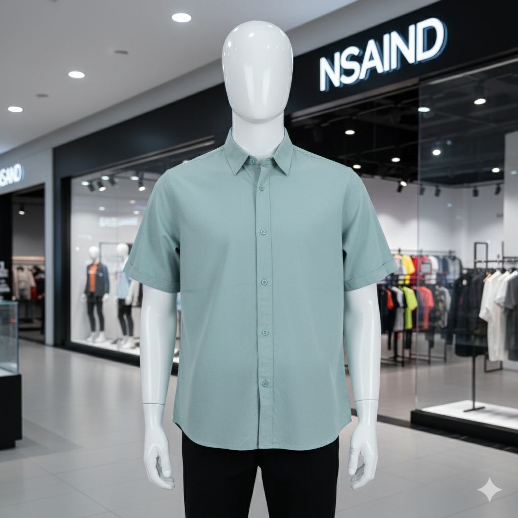 Nsa Ind Kemeja Short Shirt Matvey  Sage Green  Unisex