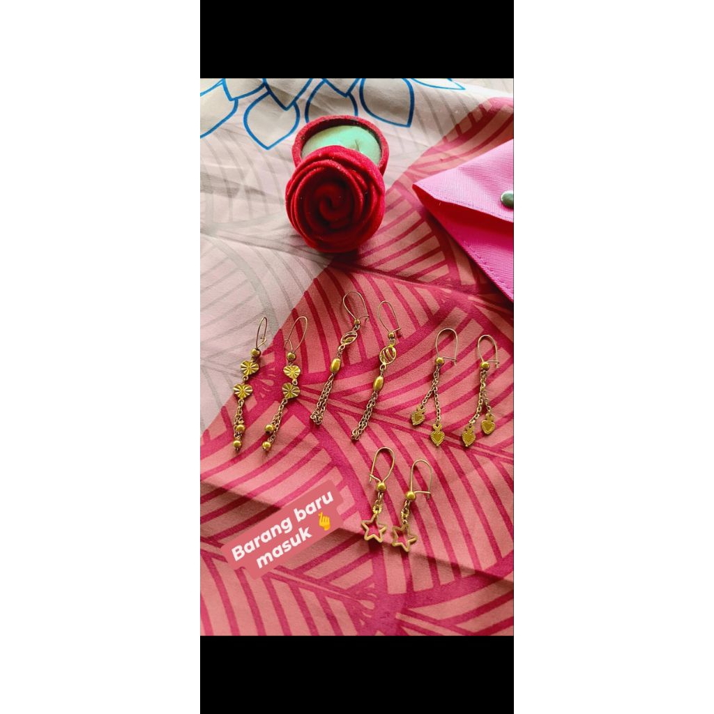 anting titanium asli berlapis emas 23 krt