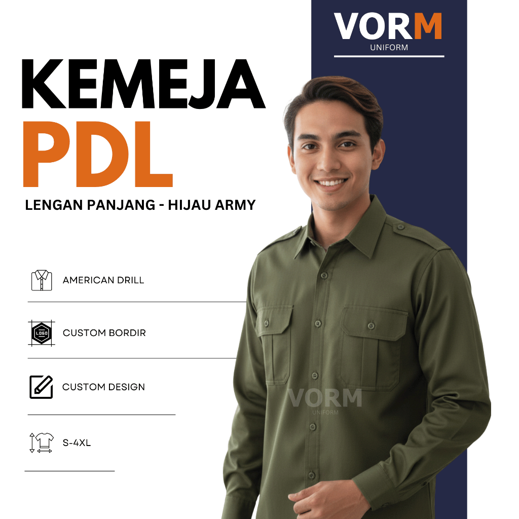 Baju Seragam PDL Hijau Army Pria Wanita • Seragam Kerja Kantoran & Instansi • Kemeja PDL Formal Rapi