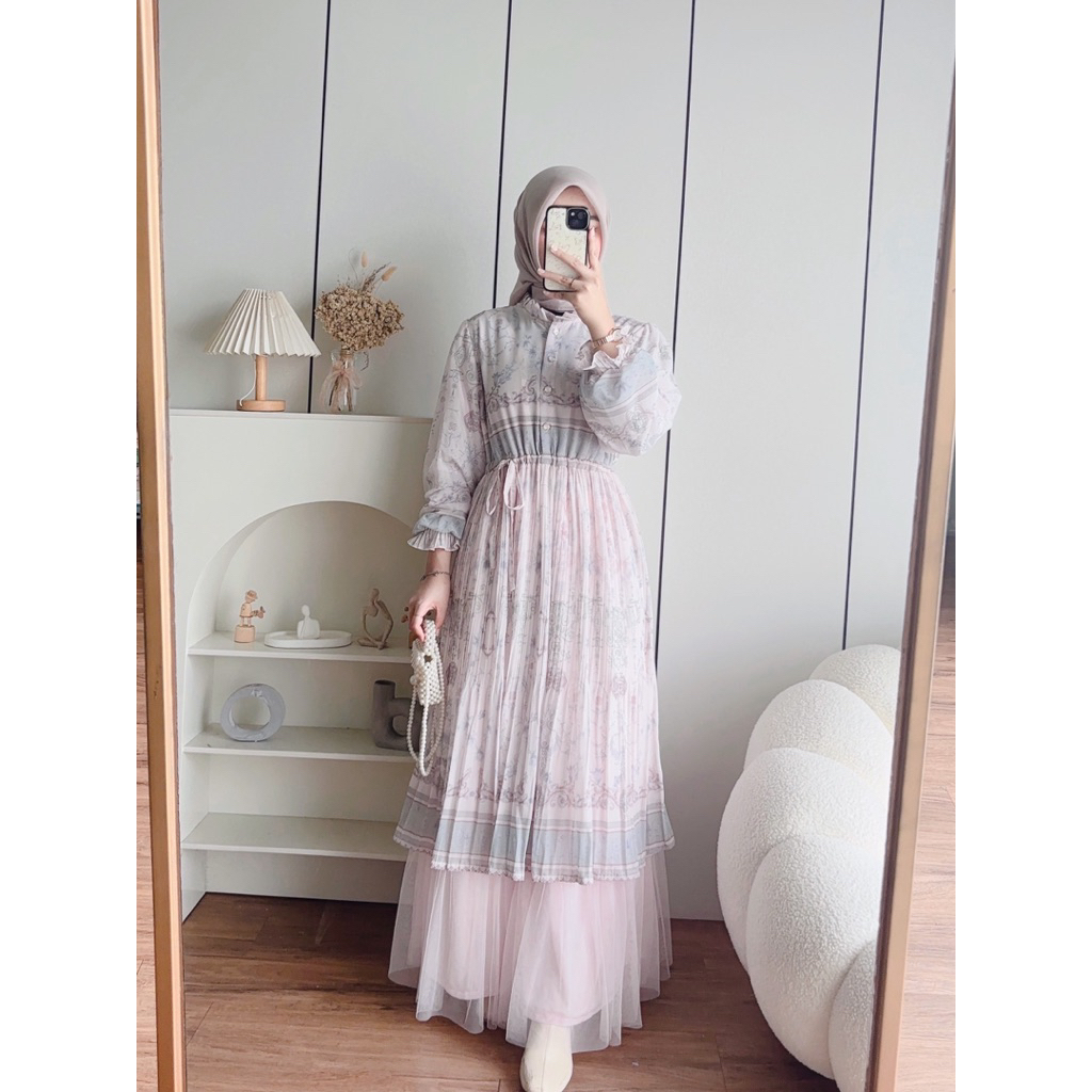 CANDY LADY Syabila Tile Maxi / Gamis Motif Wanita Terbaru Dress Sifon Premium Bestseller
