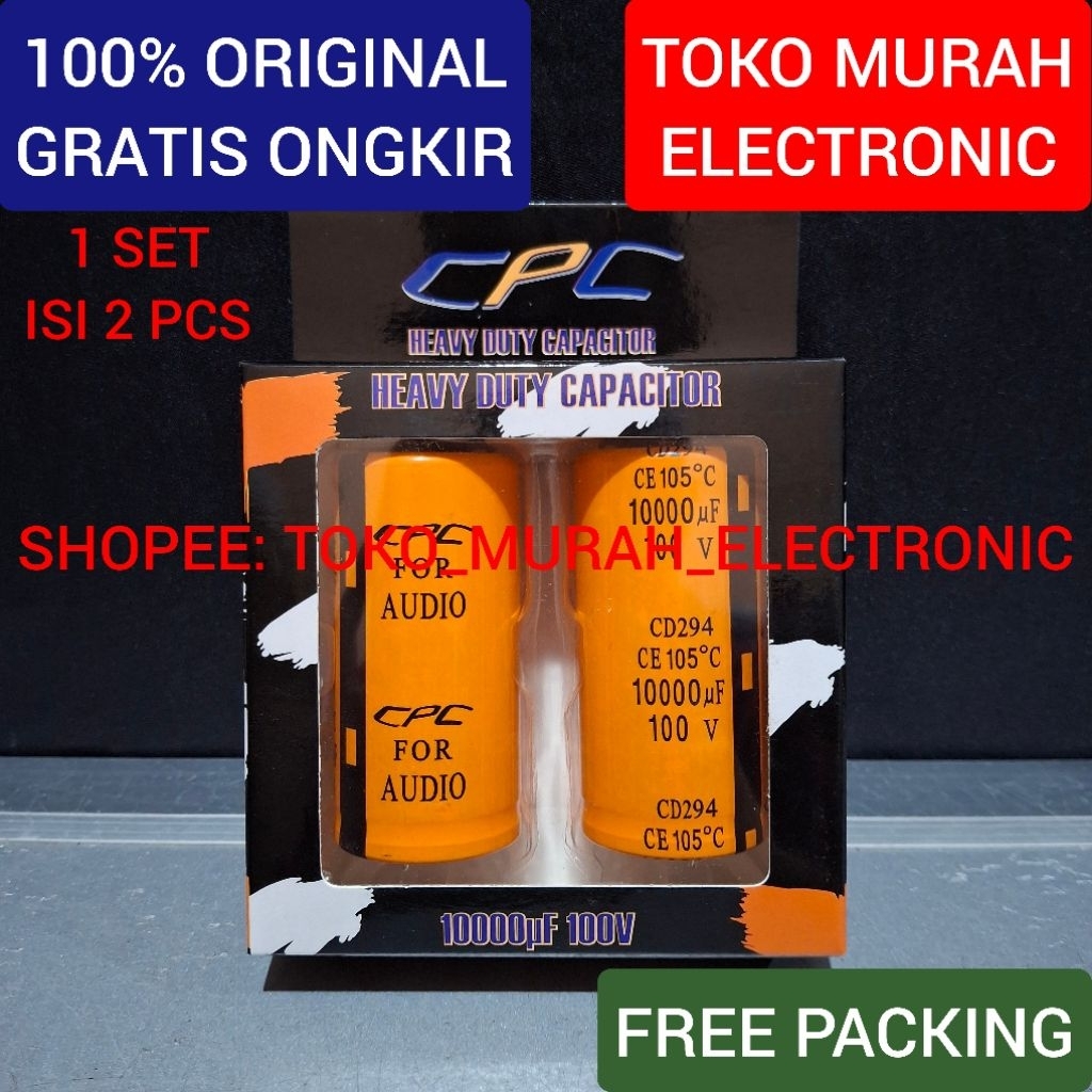 TME - Elco Kapasitor 10.000uF 100v CPC Original 1 Set Isi 2 Pcs
