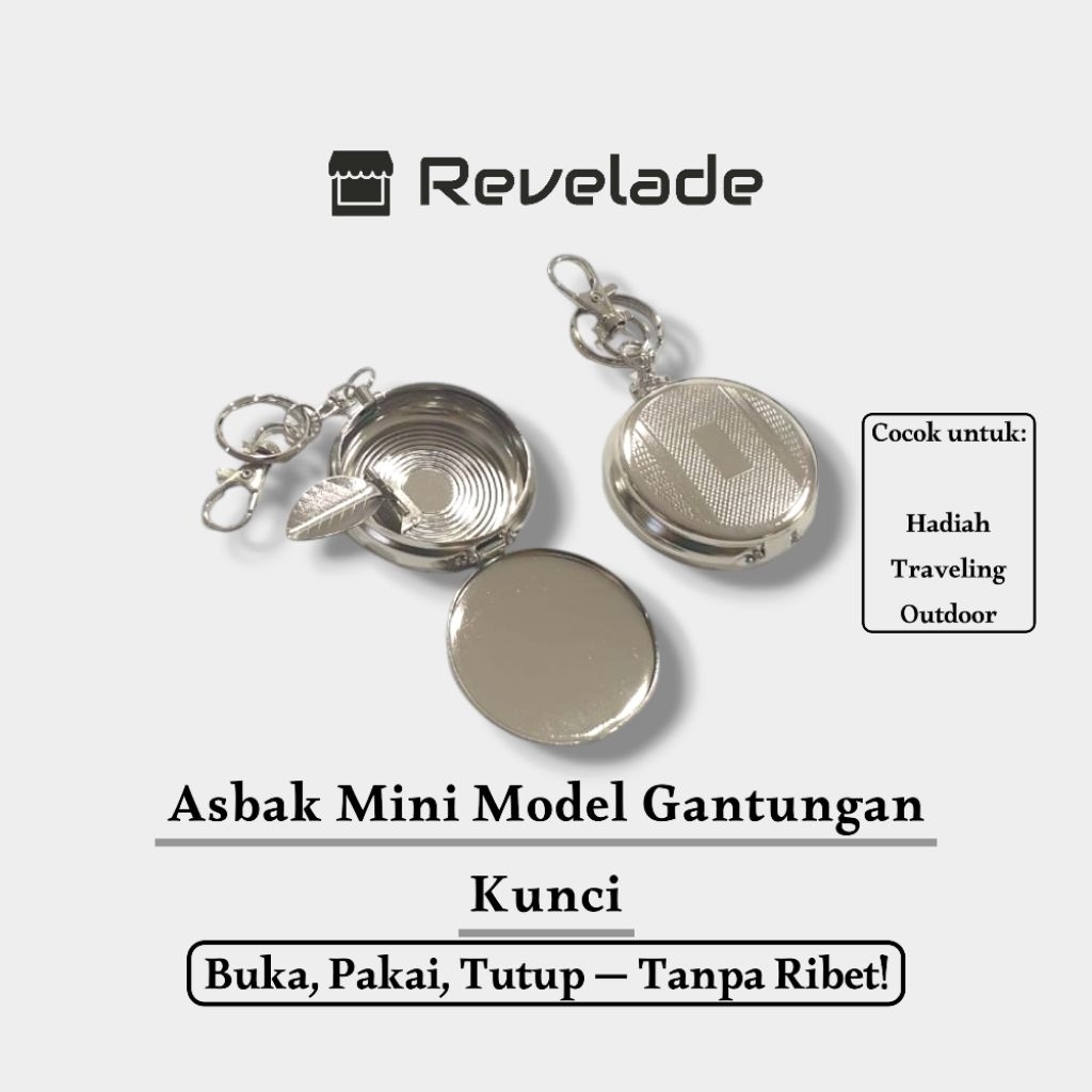 Asbak Portable Gantungan Kunci Stainless | Asbak Mini Lipat Saku Anti Bau| Pocket Ashtray Keychain