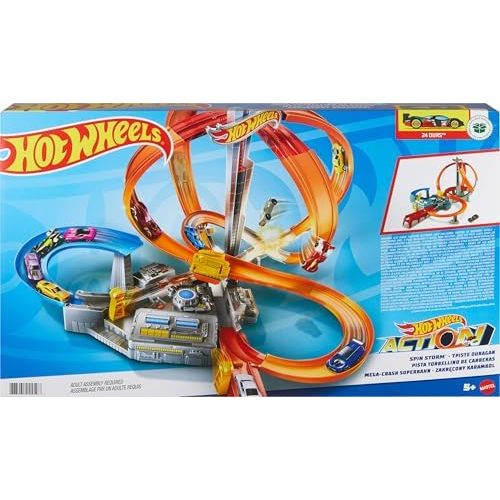 Hot Wheels Spin Storm Track Set Motorized Booster