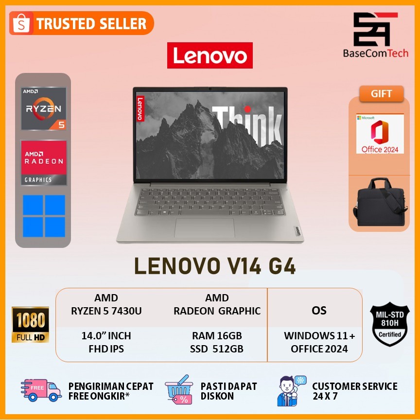 Lenovo V14 G4 AMD Ryzen 5 7430U RAM 16GB/512GB 14.0 inchi FHD Windows 11