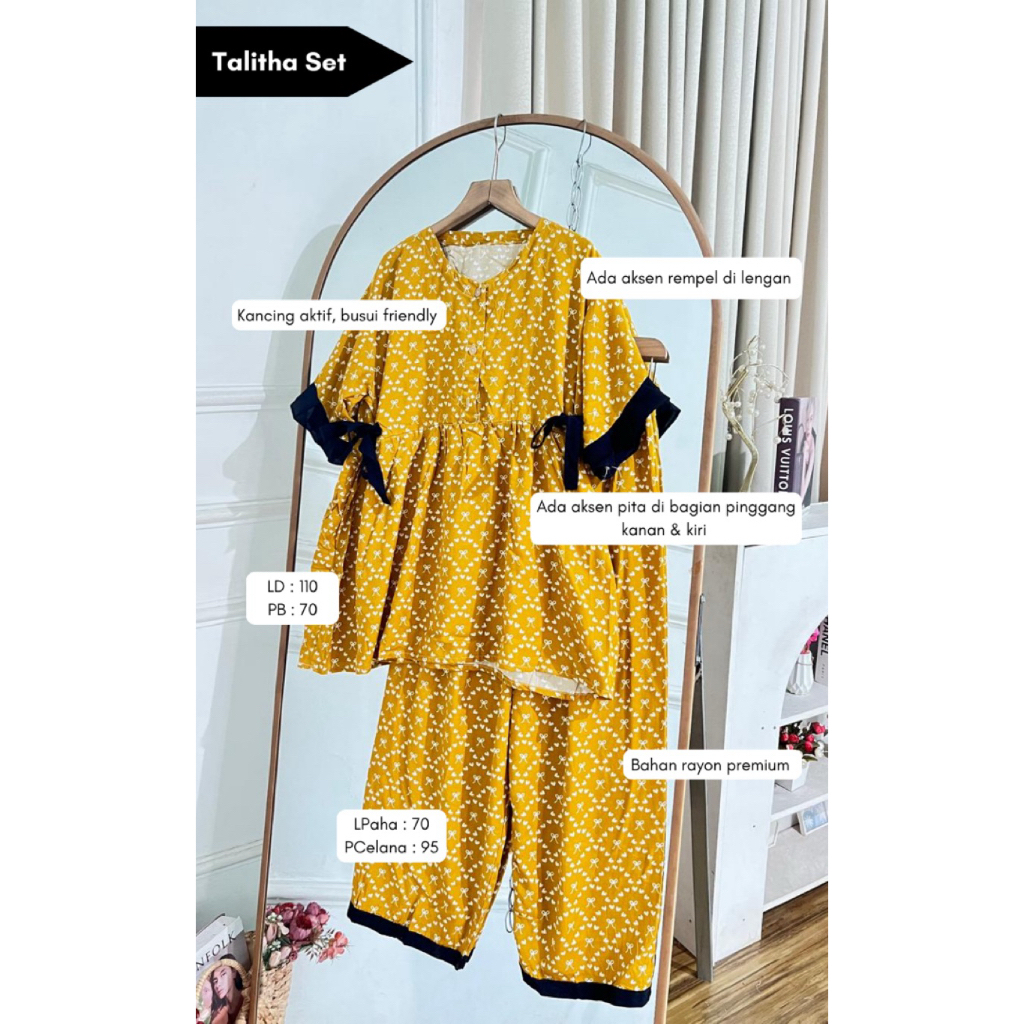 LITTLE ZEE | Gerai Al - Mecca Talitha Set | Piyama Tidur Celana Panjang | Rayon Premium