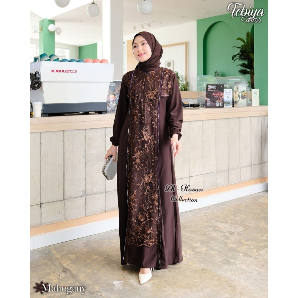 FEBIYA DRESS//GAMIS BRUKAT TERBARU//GAMIS SILK VARIASI TULLE//GAMIS AL-HASAN COLLECTION