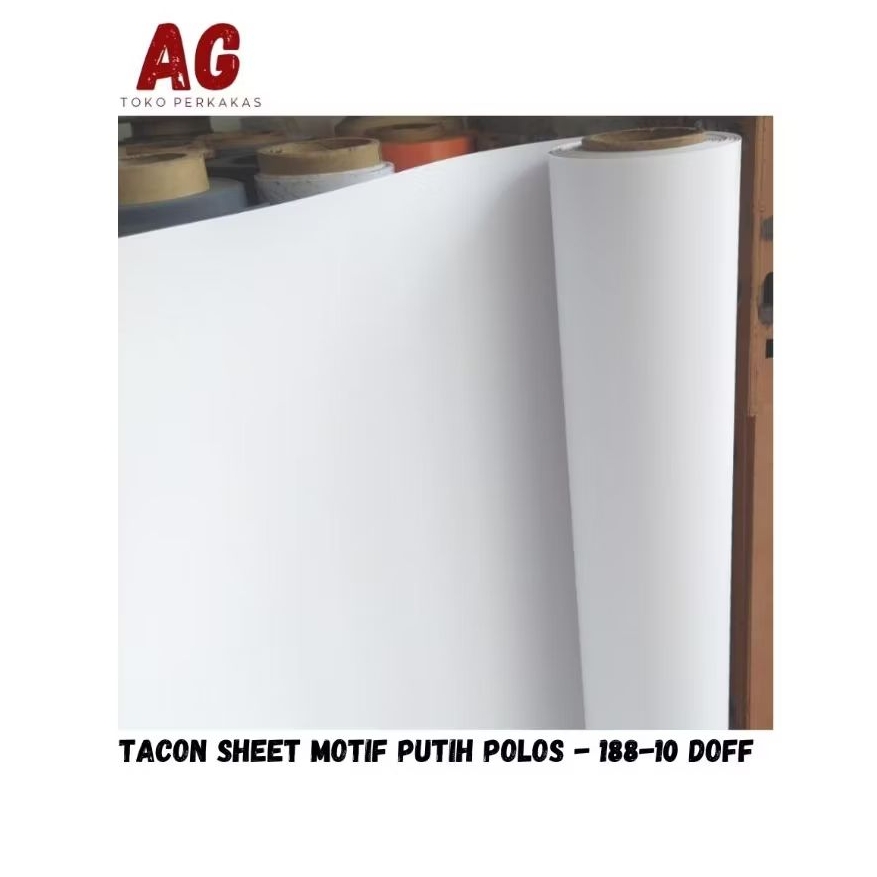 Tacon Sheet Lapisan Meja / Lemari PVC Sheet Motif Putih Polos - 188-10 Doff