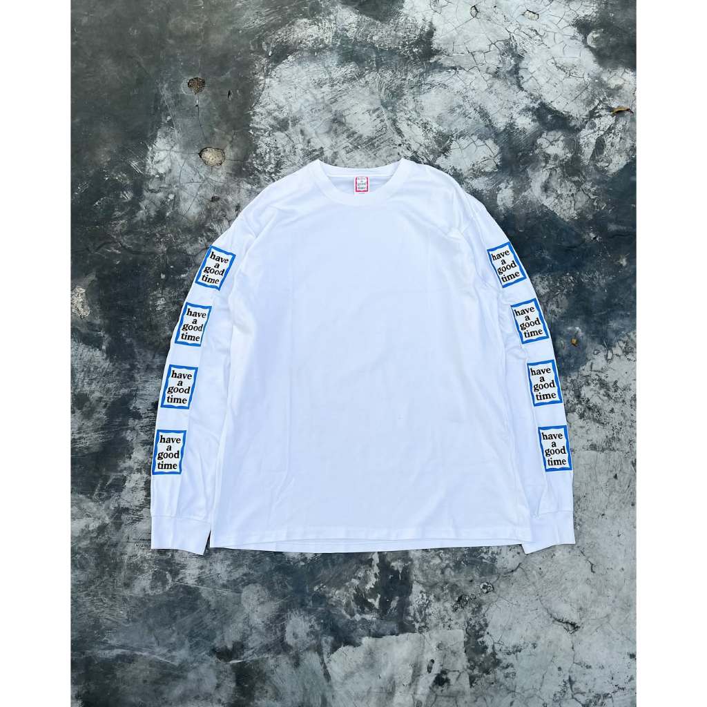 Longsleeve Putih HAGT Patch Lengan Full Cotton 20s Unisex Size M-XXL