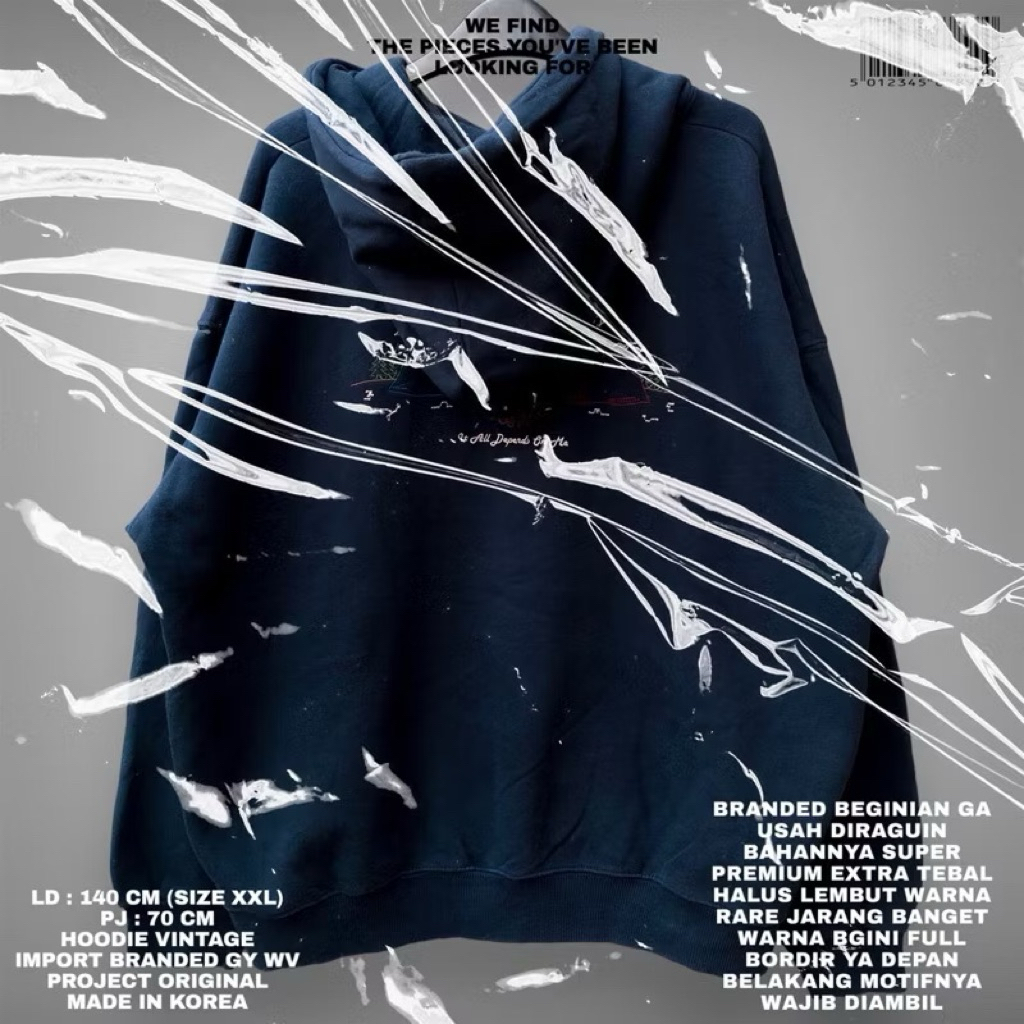 WV PROJECT HOODIE OVERSIZE BOXY UNISEX KOREAN LOOK/WV PROJECT HOODIE BORDIR SUPER TEBAL BABYTERRY PR