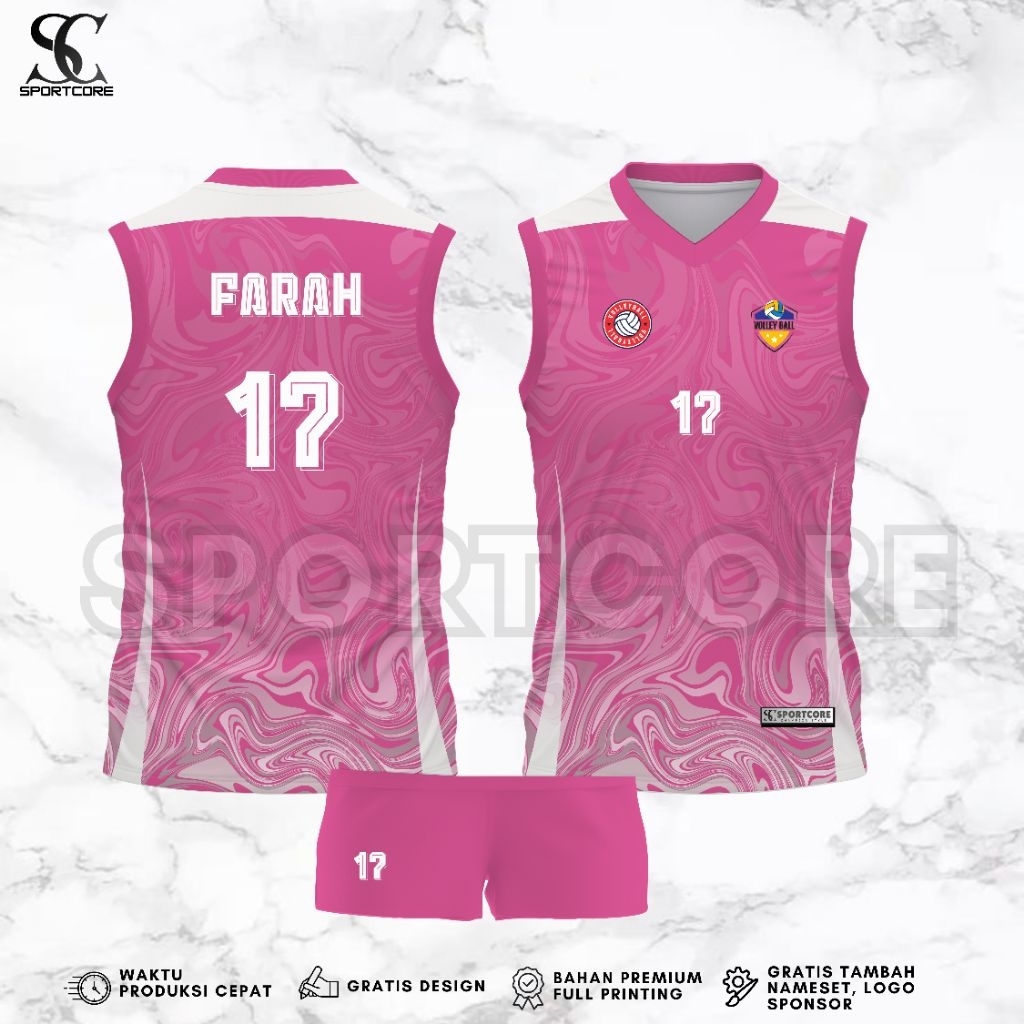 Jersey Voli Cewek Fullprinting Custom Nameset