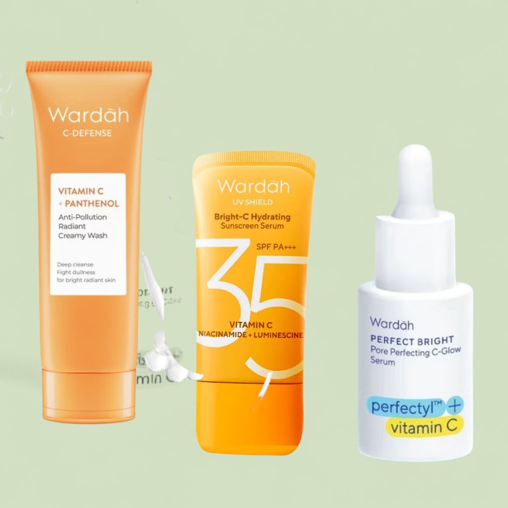 WARDAH Paket Isi 3 Facial Wash Sunscreen Spf 35 Serum Vit C Basic Perawatan Kulit Wajah Pori Pori Fl