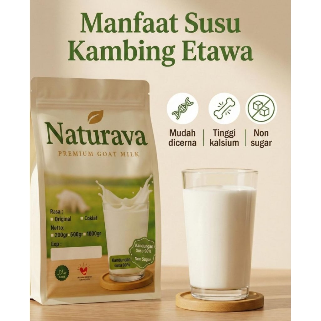 Susu Kambing Etawa Bubuk 1kg – 90% Susu + 10% Krimer Tanpa Gula