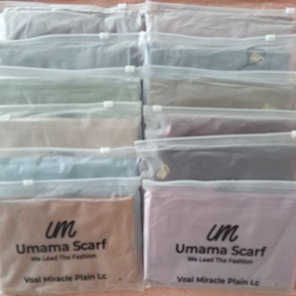 Umama Scarf Polos Kemasan Pouch Logo Besi