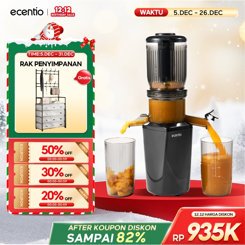 [Es Krim Homemade] ecentio Slow Juicer Blender jus Extra Big Mouth juice extractor Easy Filter-Free 