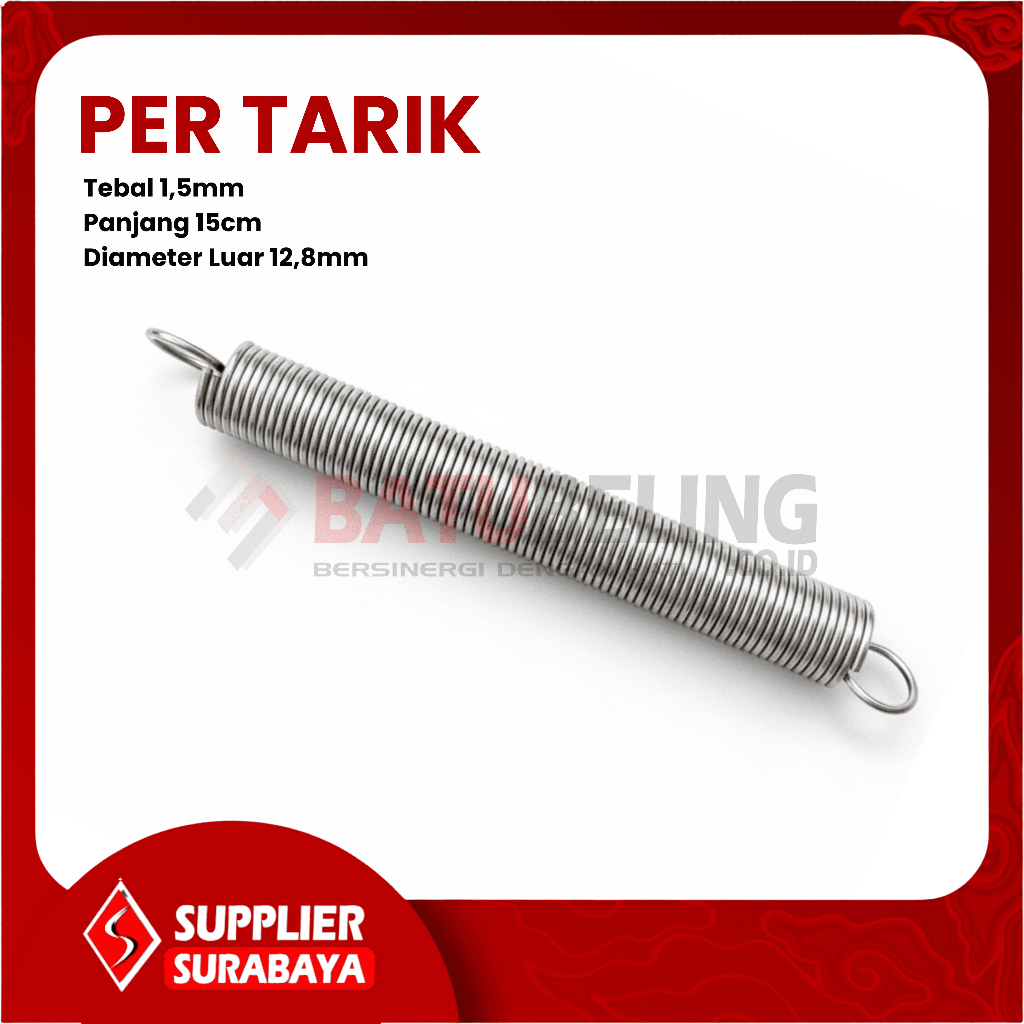 Per Tarik | Pegas Tarik Spring Panjang 15cm OD 12,8mm | Pegas Spring Tarik Murah | Per Baja Pegas