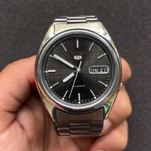 Seiko 5 Automatic SNXF07 Grid Black Sunburst 7S26-0480