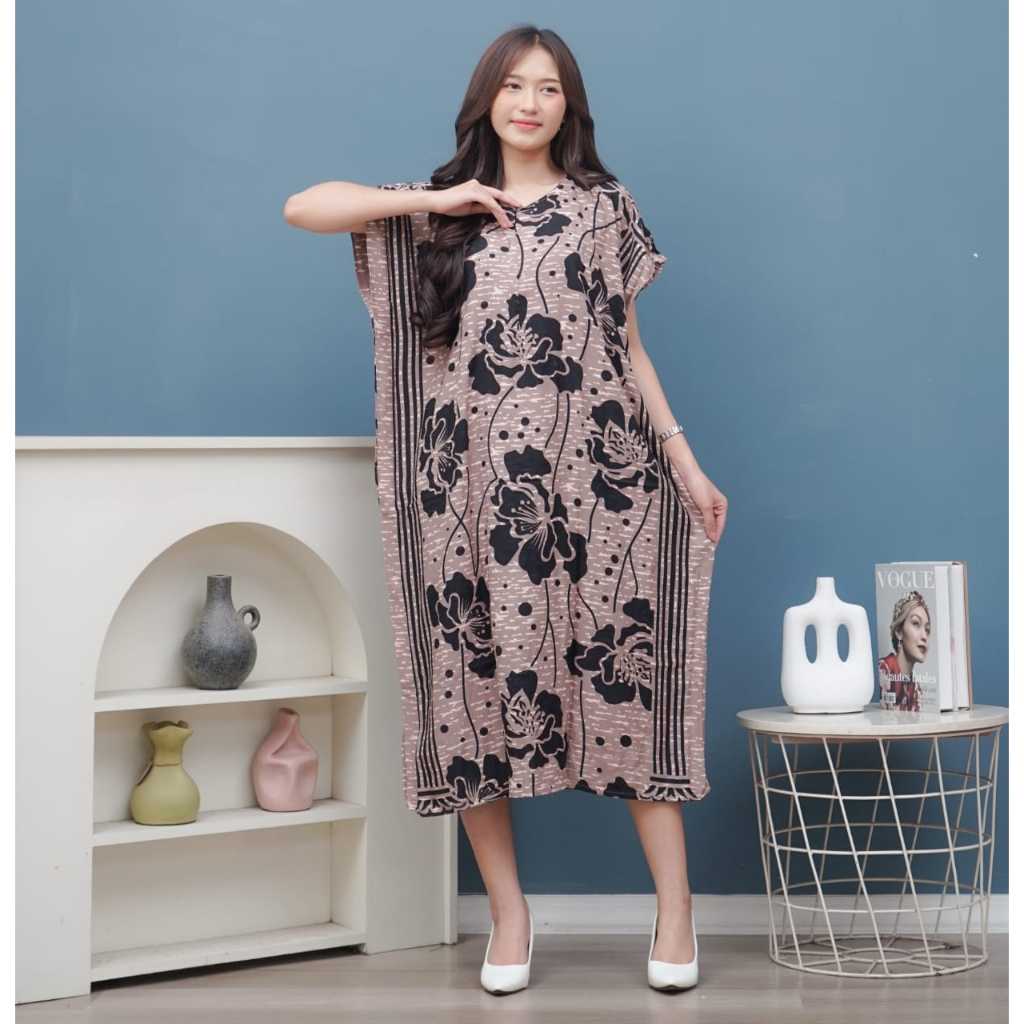 Daster Viral LOWO Rayon Premium Adem Kekinian Jumbo Busui Resleting | Daster Payung Katun Motif Bung