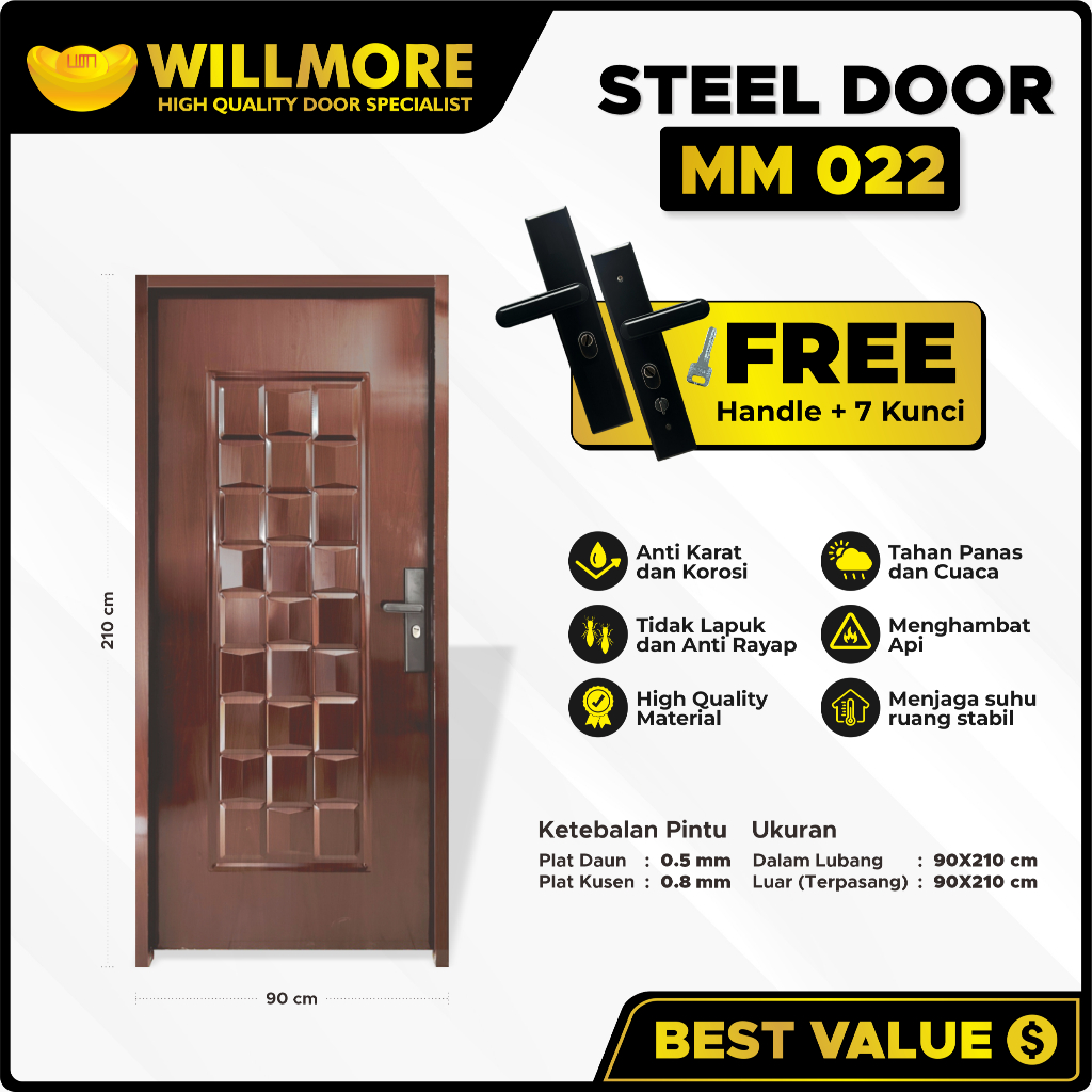 WILLMORE PINTU BAJA PREMIUM - MM023 UKURAN 90x210CM