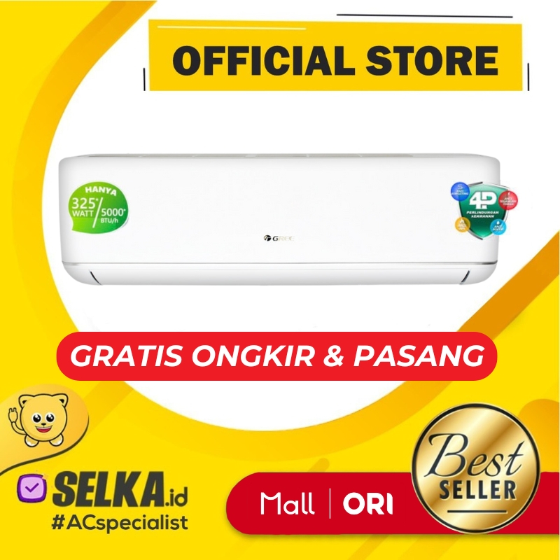 GREE GWC-05C3ES + PASANG AC SPLIT 1/2 PK DELUXE LOW WATT