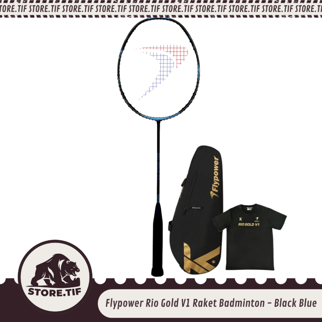 Flypower Rio Gold V1 Raket Badminton / Badminton Racket - Black Blue