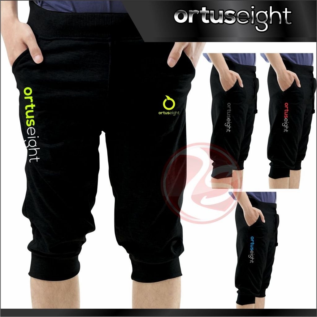 Celana 7/8 jogger pria celana 3/4 olahraga jogging motif sporty