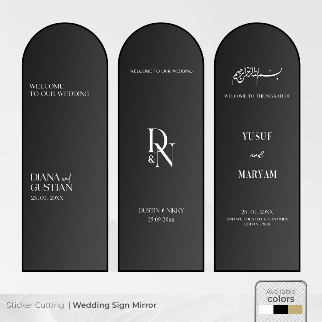 Sticker Cutting Welcome Sign | Sticker Wedding Sign Mirror | Sticker Engagement | Stiker Kaca Weddin