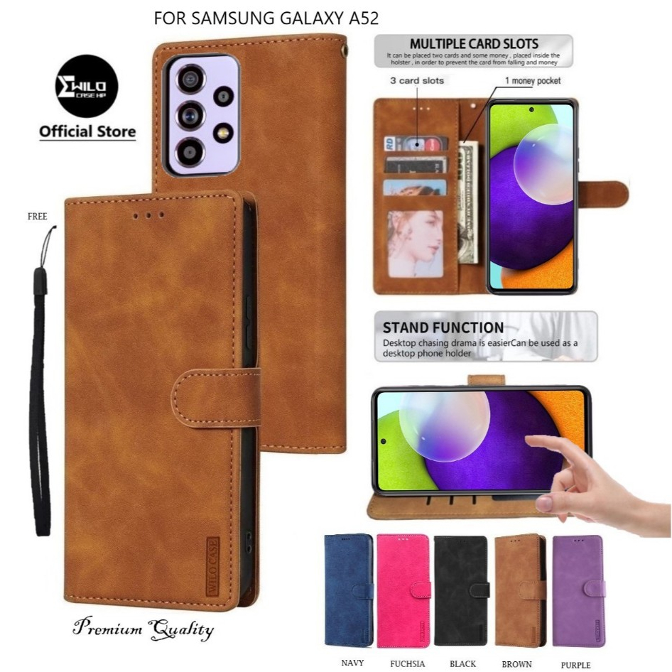 SAMSUNG A52 - Wallet Case Kulit - Casing Flip Case Wallet Leather Flip Case