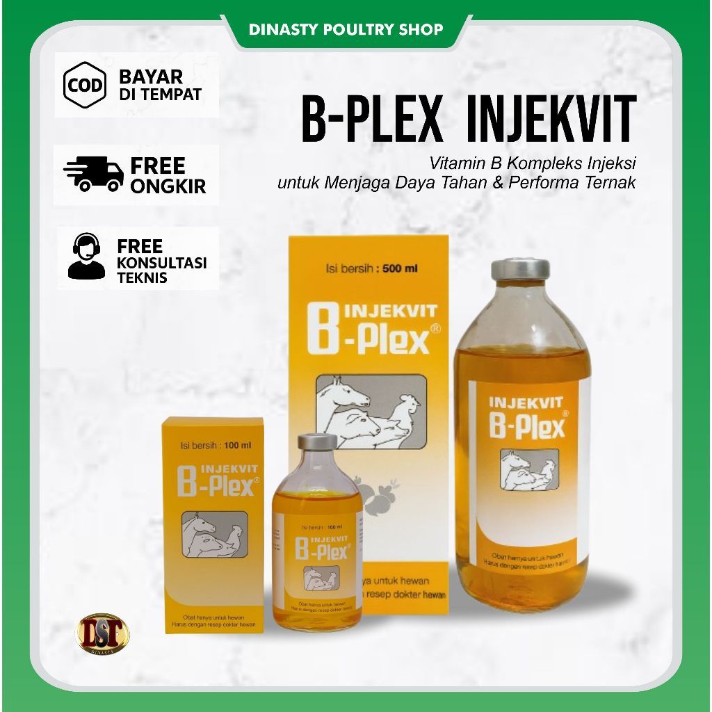 Injekvit B-Plex 100ml Vitamin B Kompleks Hewan Besar Sapi Kambing Kuda