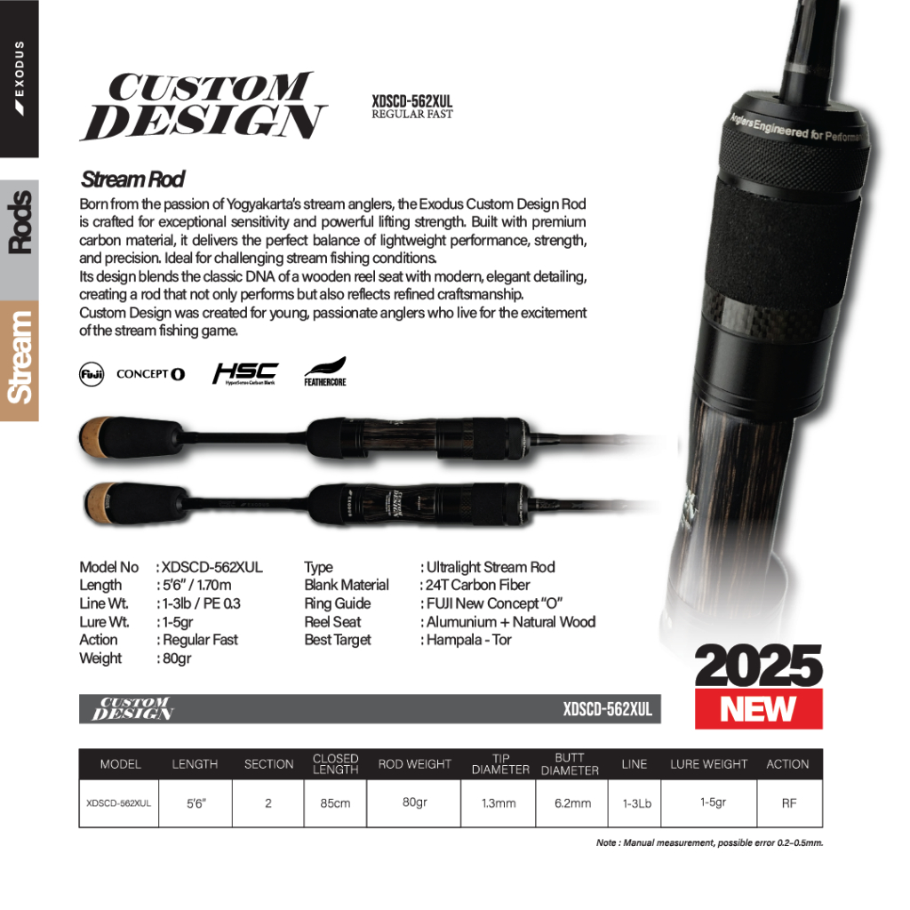 Rod Exodus CUSTOM DESIGN 562XUL 1-3lb Stream Rod action reguler fast