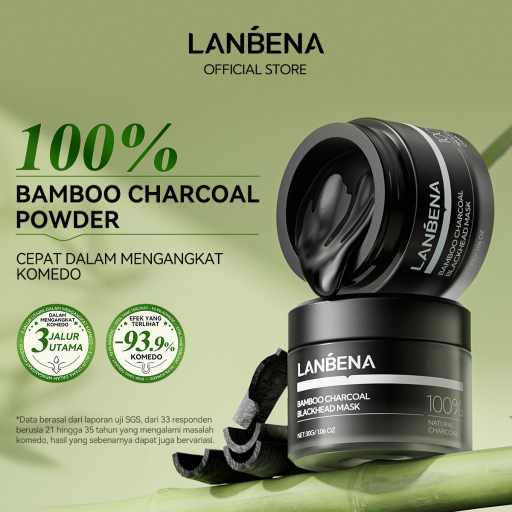 [NEW] LANBENA Bamboo Charcoal Powder Blackhead Removal Peeling Mask - Masker Komedo Efektif Menghila