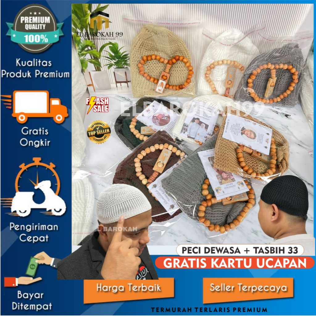 Peci Madinah Tinggi 6cm Putih Peci Haji