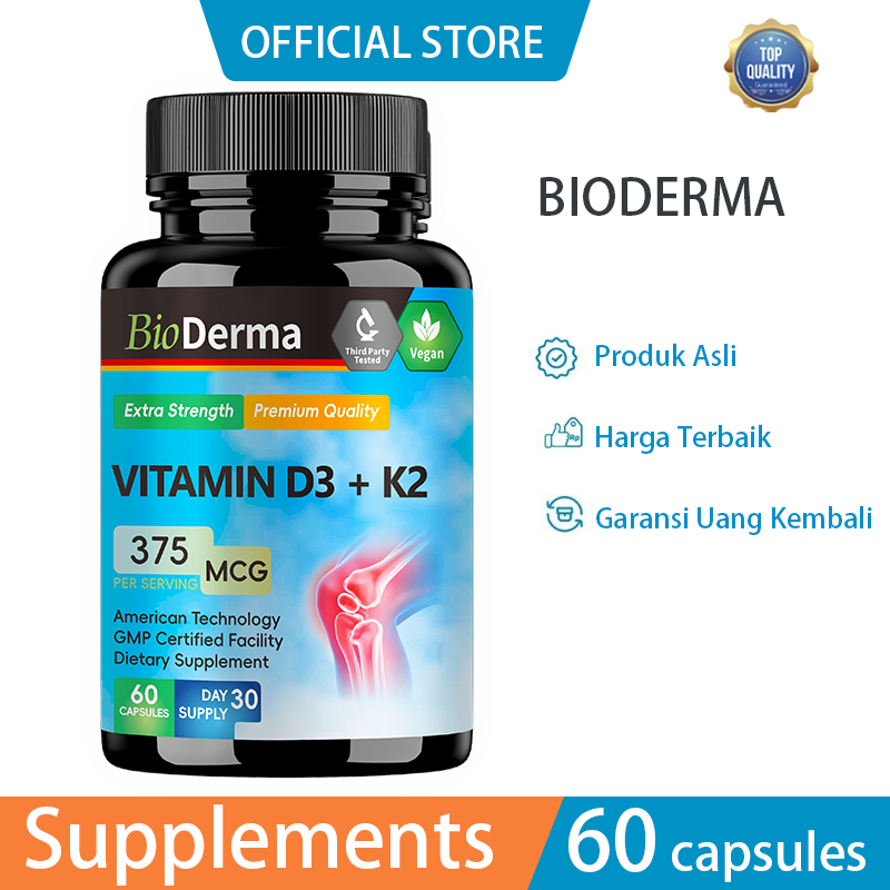Bioderma VitaminD3K2 5000lU, jagakepadatan tulang, perbaiki metabolismetubuh, ideal untuk harian