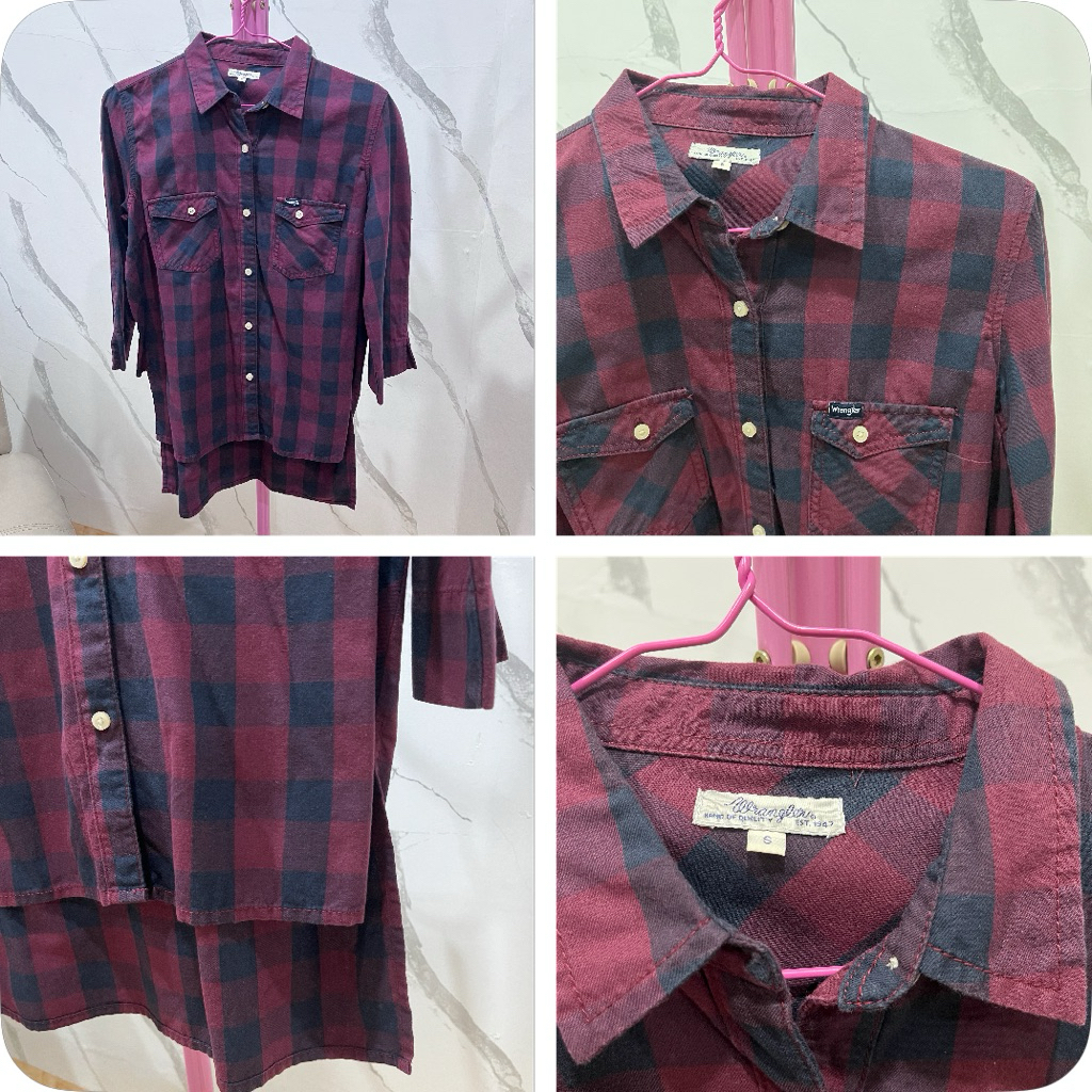 Kemeja Wrangler Kotak Merah Navy Size S