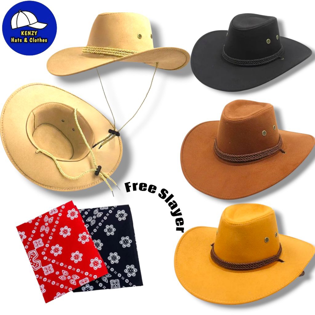 Topi Koboy Tali Tambang free Slayer - Topi Cowboy Amerika Laken Dewasa - Topi Koboy Pria dan Wanita 