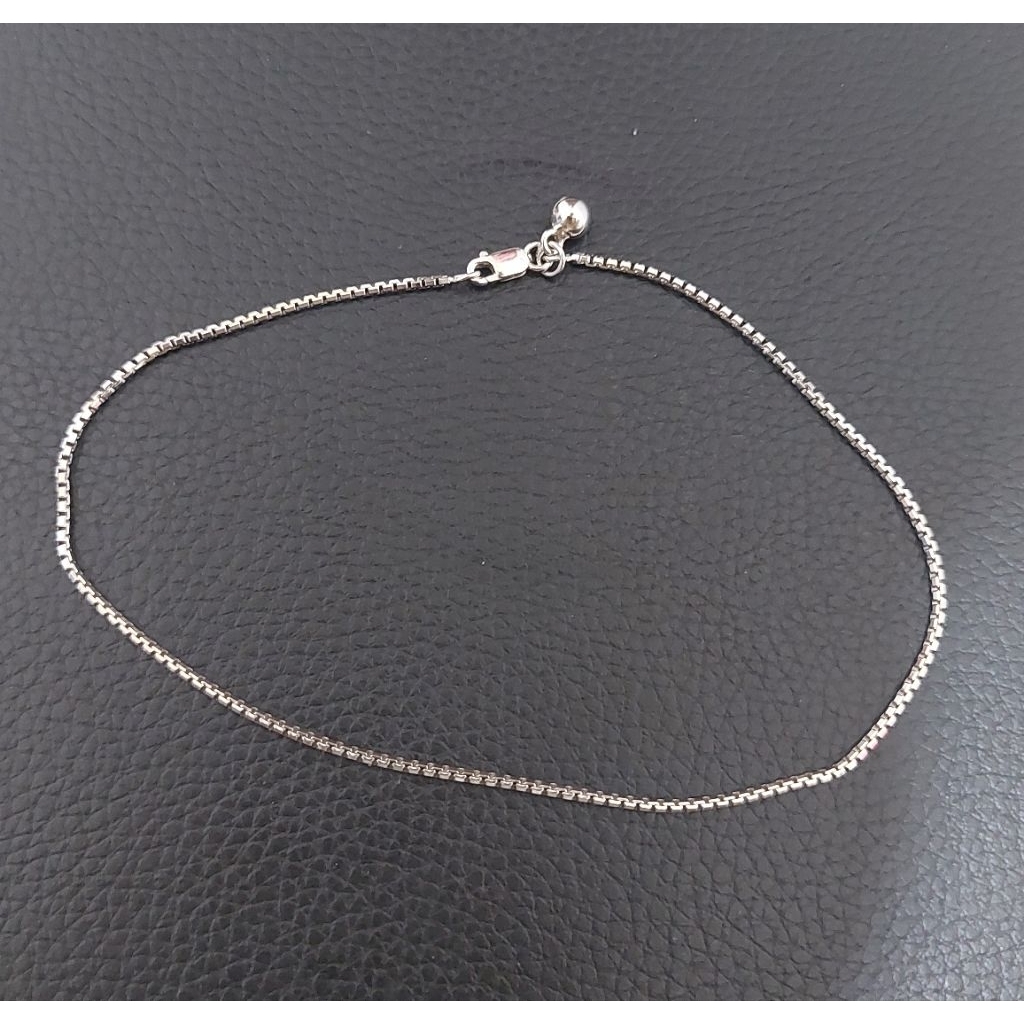 Gelang Kaki Italy Perak Asli 925 Lapis Emas Putih - Anti Karat - Perhiasan Wanita