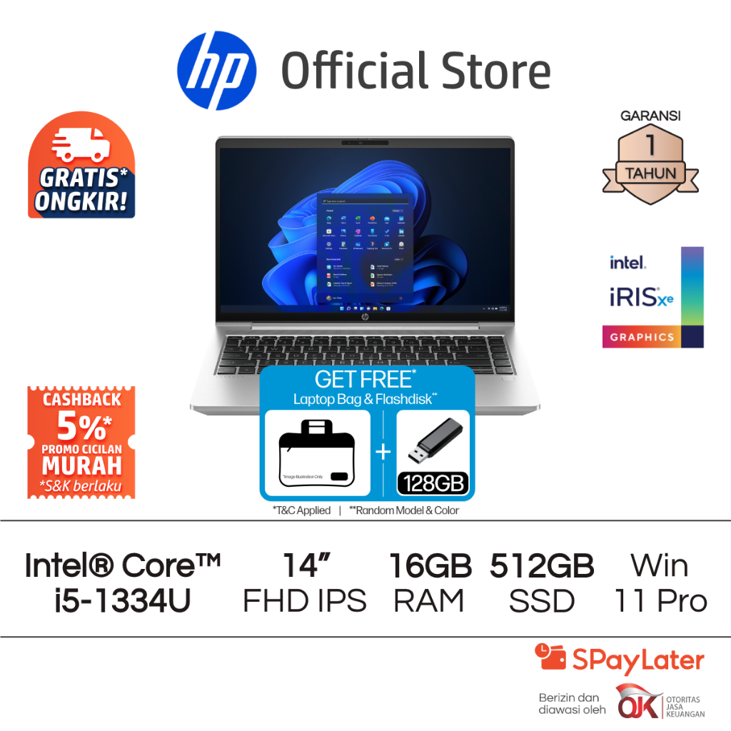 Laptop HP ProBook 440 G10 Intel Core i5 Iris X 16GB RAM 512GB SSD Silver Free Windows 11 Pro Home 14