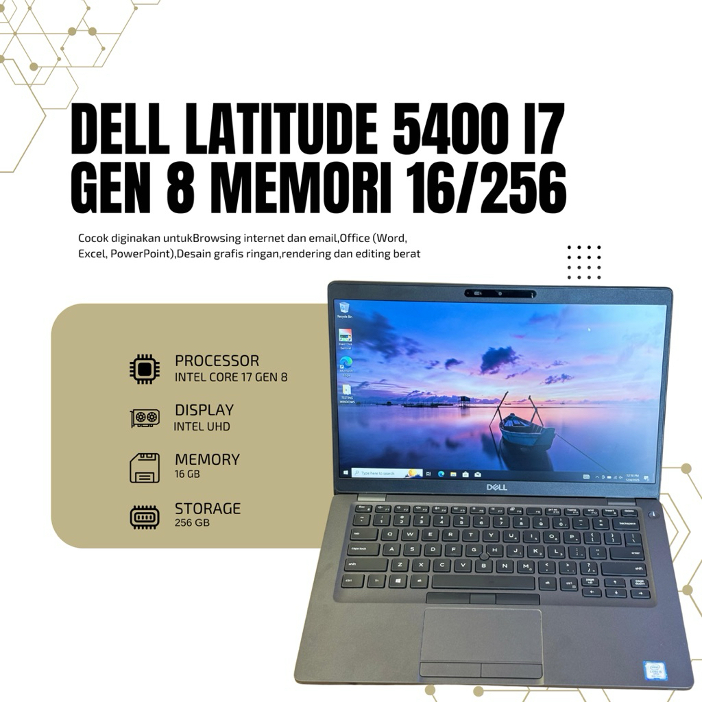Dell latitude 5400 I7 Gen 8 Memori 16 gb Ssd 256 gb