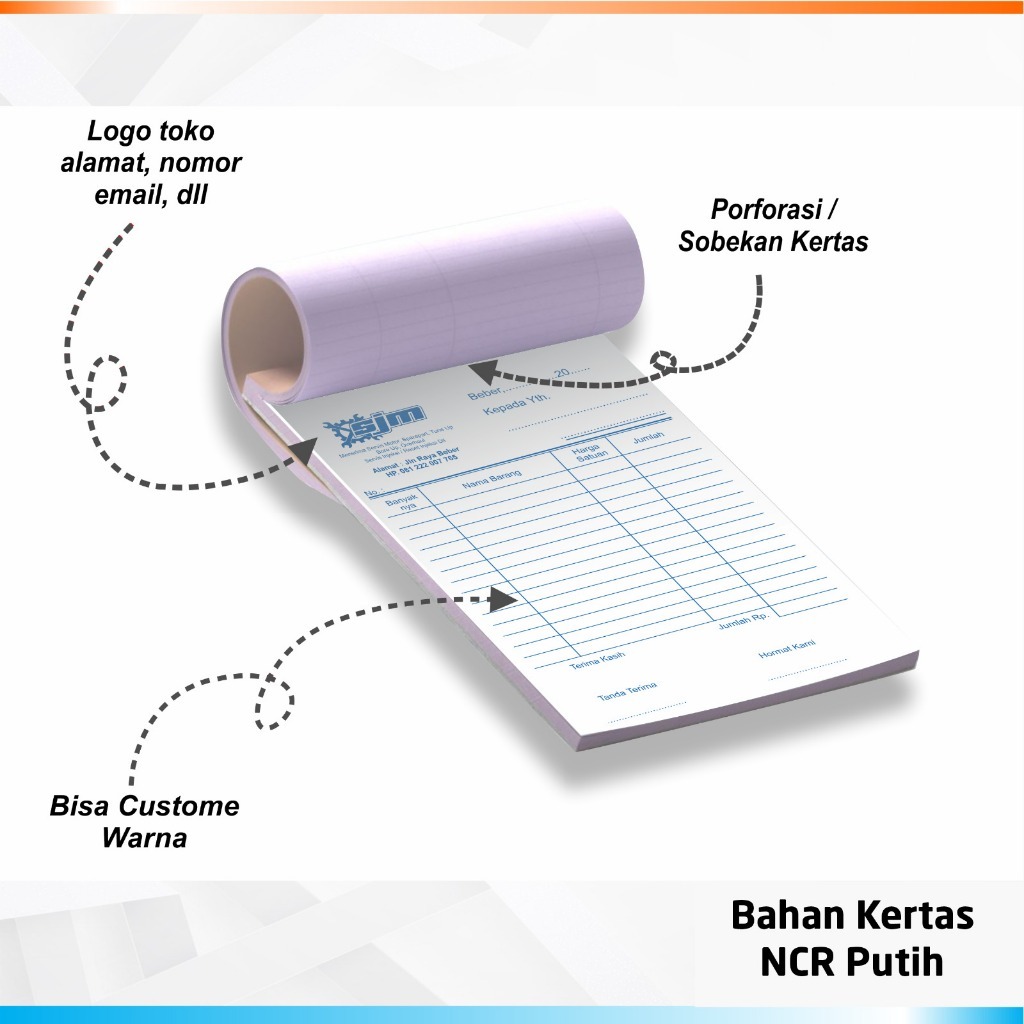 Cetak Kwitansi Custom 2ply 50 lembar /3/4/5 ply ukuran A4/A5/A6 cetak custom invoice tagihan cetak n