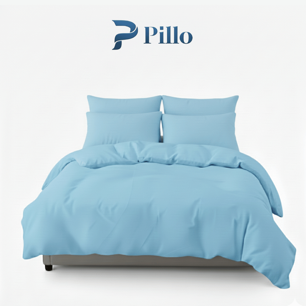 Pillo - Bedcover Set Sprei Sarung Bantal Guling Warna Polos Pastel Aesthetic 160x200 | 180x200